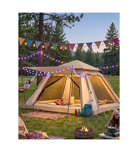Güneşlikli Kamp Çadırı 240x240x160 cm 6 Kişilik Kolay Kurulum Outdoor