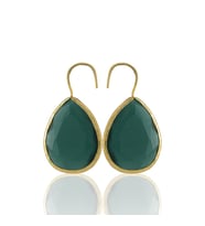 Kadir Jewellery 22 Ayar Altın Kaplama Damla Taşlı Küpe -El İşçiliği Ve Hipoalerjenik Küpe (K.Yeşil)