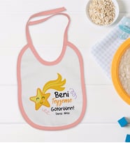 BK Kids Kişiye Özel Pembe Bebek Mama Önlüğü - Model 50