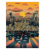 Los Angeles Manzarası Tablo Ahşap Poster Dekoratif