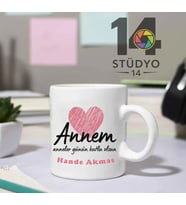 Stüdyo 14 Annler Günü Kişiye Özel Kalp Tasarlanabilir  Kupa Mug - Anneler Günü Hediyesi