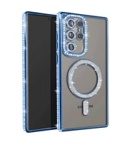Samsung Galaxy S25 Ultra Kılıf Joke Simli Magneticsafe Kılıf - Mavi