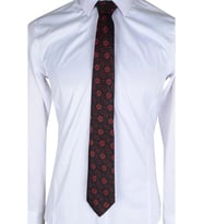 Cengiz İnler Çiçekli  Desen Mendilli Mikrofiber Erkek Kravat (Siyah)