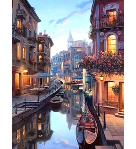 Venedik Kanal Sayılarla Boyama Seti 40x 50 cm  (Tuvale Gerili)