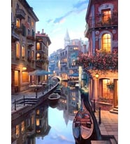 Venedik Kanal Sayılarla Boyama Seti 40x 50 cm  (Tuvale Gerili)