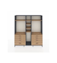 Hyperion Gardrop 8 Raflı 8 Çekmeceli 3 Askılı 220x44x243 Antrasit-Çam/Çam