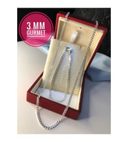 3mm Gurmet Model 925 Gümüş Set • Işıklı Kutuda Sevgiliye • Eşe • Babaya Bileklik Kolye Set
