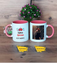 İngilizce Öğretmeni Kupa Bardak Pembe Fotoğraflı Öğretmenler Günü Hediyesi