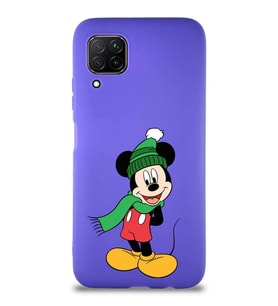 Huawei P40 Lite Soft Premier Kapak Mickey Mouse-G Tasarımlı Silikon Kılıf - Mor (Şeffaf)