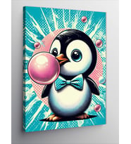 Kanvas Tablo Sakız Çiğneyen Penguen