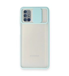 Samsung Galaxy M51 Kılıf Palm Buzlu Kamera Sürgülü Silikon - Turkuaz