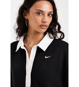 Nike Sportswear Oversize Street SS Womens polo Top Polo Yaka Bol Kesim Kadın Tişört Siyah