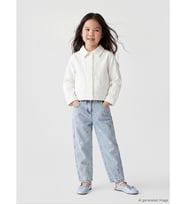 LCW Kids Mavi Balloon Fit Çiçek Nakışlı Kız Çocuk Jean Pantolon