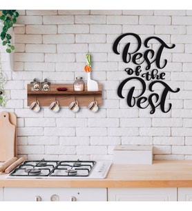 BK Home Doğal Ahşap Raflı Dekoratif Fincan Askılığı ve Duvar Süsü-1 (Beyaz)