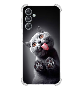 PrintiFy Samsung Galaxy M34 5G Uyumlu Kedi 2 Baskılı Şeffaf Köşe Korumalı Antişok Kılıf