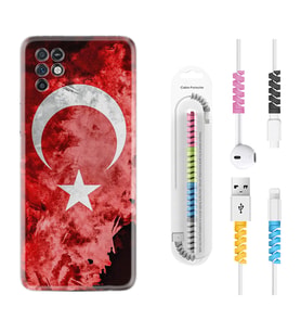 INFINIX Note 11 Pro Note 10 Hot 9 Play Kılıf Kablo Koruma Spiral Silikon Şanlı Türk Bayrağı 1315