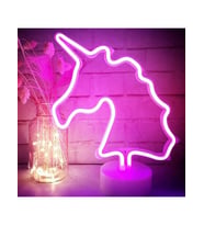 Eşe Sevgiliye Romantik Hediye Unicorn Görselli Dekoratif Neon LED Masa ve Gece Lambası (Pembe)
