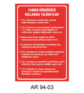 YANGIN SÖNDÜRÜCÜ KULLANMA TALİMATLARI İŞ GÜVENLİĞİ UYARI LEVHASI 3 1 ADET PVC 21 X 29CM