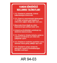 YANGIN SÖNDÜRÜCÜ KULLANMA TALİMATLARI İŞ GÜVENLİĞİ UYARI LEVHASI 3 1 ADET PVC 21 X 29CM