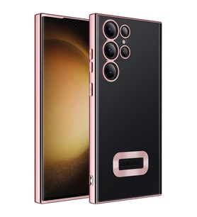 Galaxy S23 Ultra Kılıf Kamera Korumalı Logo Gösteren Zore Omega Kılıf (Rose)