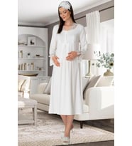 Mecit Pijama  5312 Ecru Hamile Lohusa Gecelik (Ekru)