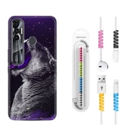 Tecno Spark 6 6 Go 8C 8 Pro 7 7 Pro Kılıf Kablo Koruma Spiral Silikon Purple Leopar 1750