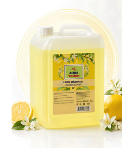 aqua touch 5000 ML 5 Litre Limon Kolonyası %80 Alkol Limon Kokulu Ekonomik Boy Dökme Bidon Kolonya Doluma Uygun Ferahlatıcı Serinletici El Cilt Ev Ofis Okul İşyeri Kullanım