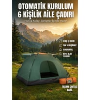 Özel Üretim Su Geçirmez Dayanıklı Pratik Otomatik Kurulumlu Kamp Çadırı 6 Kişilik 220x250x150cm