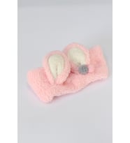 Tavşan Kulaklı Peluş Bandana Makyaj Spa Saç Bandı Pembe