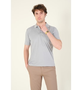 Giyim Dünyası Erkek Polo Yaka Cepli T-Shirt Gri
