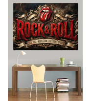Rock & Roll İkonik Dil Logosu Dekoratif Kanvas - Mdf Ahşap Tablo