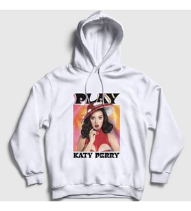 Presmono Unisex Beyaz Play Müzik Katy Parry Kapüşonlu Sweatshirt 486527tt