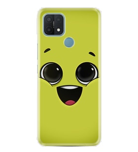 Oppo A15S Kılıf Resimli Desenli Silikon Platinium Series White Green 1833