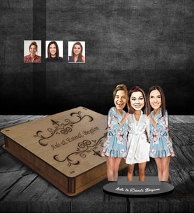 Kişiye Özel Bride To Be Bekarlığa Veda Karikatürlü Ahşap Biblo Kutulu Mod3