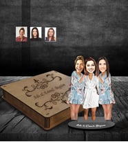 Kişiye Özel Bride To Be Bekarlığa Veda Karikatürlü Ahşap Biblo Kutulu Mod3