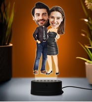 Doğum Günü Hediyesi,Sevgiliye Hediye, Kişiye Özel Fotoğraflı En Yakışan Çift Karikatür 3D Led Lamba (Beyaz)