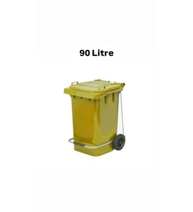 ELCY 90 Litre Tıbbi Atık Plastik Pedallı Çöp Konteyneri Sarı Isıya Karşı Dayanıklı