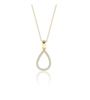 Damla Desenli Taşlı Altın Kolye (Gold)