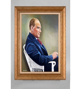 Çerçeveli Paspartulu Atatürk Tablo a732 (Gold)