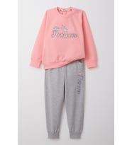 Breeze Kız Bebek Eşofman Takım Prenses Yazı Nakışlı 9 Ay-3 Yaş, Pembe