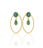 Kadir Jewellery 22 Ayar Altın Kaplama Vintage Küpe -El İşçiliği Ve Hipoalerjenik Küpe (K.Yeşil)