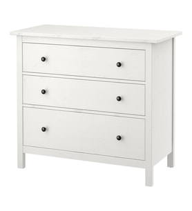 3 Çekmeceli Şifonyer Hemnes MeridyenDukkan Beyaz Vernik, 108x96 cm Masif Ahşap