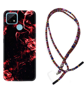 Realme C11 C21 C21Y C25Y C11 2021 Kılıf Boyun Asklı Rasta Silikon Red Smoke 1745
