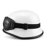 Motosiklet Chopper Kaskı Yarım Retro Cruiser Gözlüklü Kask Beyaz