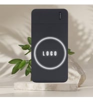 KİŞİYE ÖZEL İSİM BASKILI IŞIKLI ÇİFT USB ÇIKIŞLI POWERBANK (Siyah)