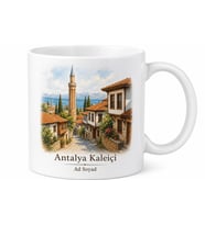 Kaleiçi Temalı Antalya Kupası Özel Tasarım Baskılı Porselen Kupa Bardak Hediye