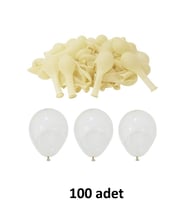 Şeffaf Balon 12" - 30 cm Lateks Şeffaf Renk Balon 100'lu Paket