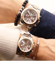 Rose/Silver Çift Saati, Çift Bileklik -Sevgili Kombini-Hediye Seti