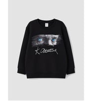 LCW Kids Siyah Atatürk Baskılı Erkek Çocuk Kalın Sweatshirt