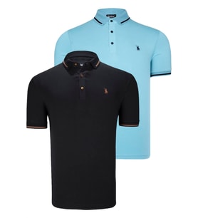 İKİLİ SET T8586 DEWBERRY ERKEK T-SHIRT-SİYAH-CAMGÖBEĞİ